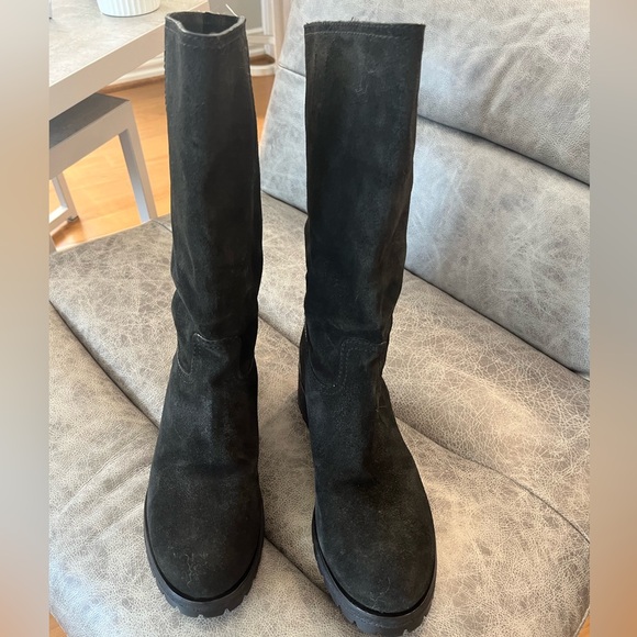 Prada Shoes - Prada Black suede mid calf boots